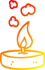 warm gradient line drawing of a cartoon scented candle