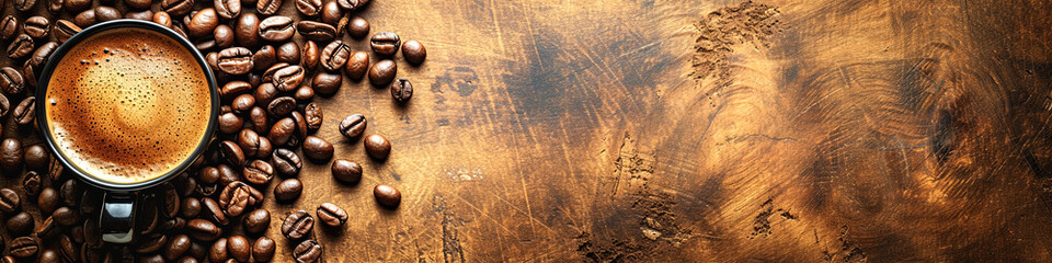 Coffee beans: Bold aroma, roasted depth, the essence of morning awakenings, fueling productivity. - obrazy, fototapety, plakaty