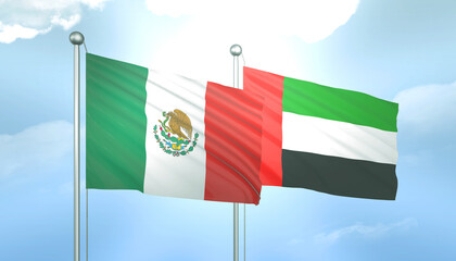 Mexico and United Arab Emirates Flag Together A Concept of Relations