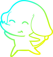 Obraz premium cold gradient line drawing of a cute cartoon elephant