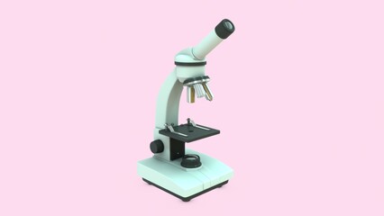 Microscope isolated in background 3d illustrator