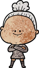 cartoon happy old woman