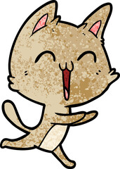 happy cartoon cat meowing