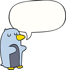 cartoon penguin with speech bubble