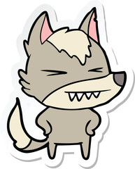 sticker of a angry wolf cartoon