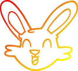 warm gradient line drawing of a cartoon cute bunny