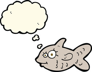 cartoon happy goldfish with thought bubble