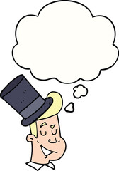 cartoon man wearing top hat with thought bubble