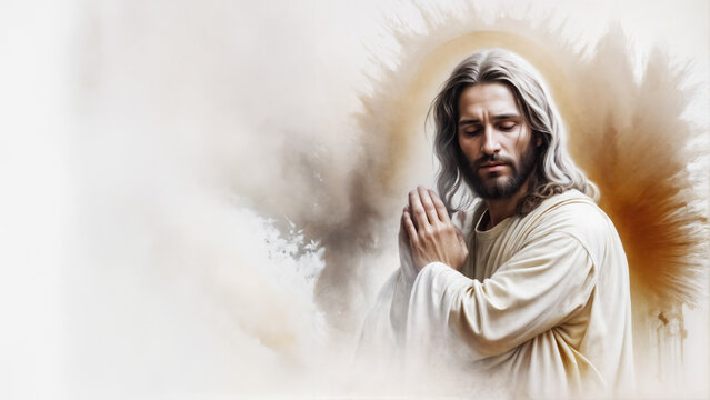Cristo in preghiera, banner illustrazione