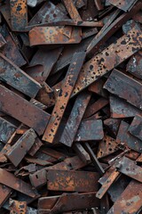 Rusted Metal Strips Pile With Textured Patina