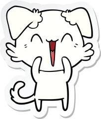 sticker of a happy little dog cartoon
