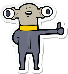 sticker of a friendly cartoon alien