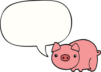 cartoon pig with speech bubble