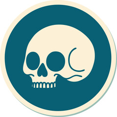 Fototapeta premium sticker of tattoo in traditional style of a skull