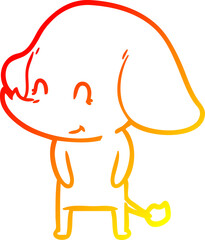 warm gradient line drawing of a cute cartoon elephant