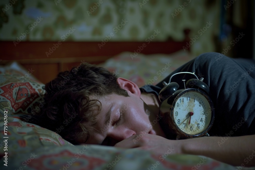 Poster multifaceted colorful alarm clock. color object. generate ai
