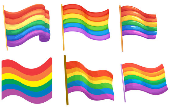 set of rainbow flags on a transparent background. For Pride Month, design, banner, cover, poster, thumbnail, social media