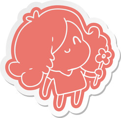 cartoon sticker of a cute kawaii girl