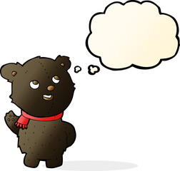 cartoon cute black bear cub with thought bubble