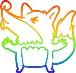 rainbow gradient line drawing of a halloween werewolf howling
