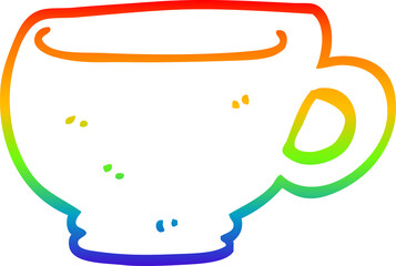 rainbow gradient line drawing of a cartoon cup