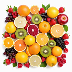 Pattern sumer Mix fruits isolated on transparent background