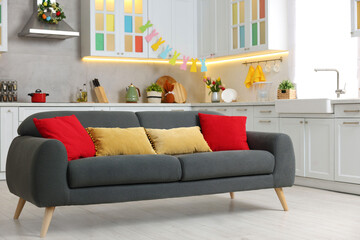 Beautiful room with Easter decor and comfortable furniture