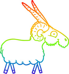 rainbow gradient line drawing of a cartoon goat