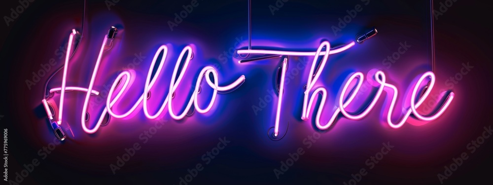 Wall mural KS with the text WTF in neon light cursive writing - Wall murals