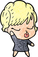 cartoon woman with eyes shut