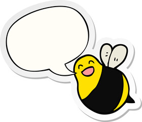 cartoon bee with speech bubble sticker