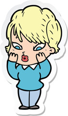 sticker of a cartoon woman