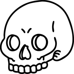 tattoo in black line style of a skull