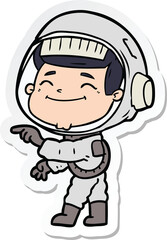 sticker of a happy cartoon astronaut