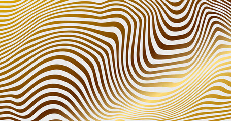 Dazzling golden shiny colored background featuring an adorable wavy line pattern. Shiny visual delight