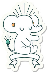 sticker of a tattoo style cute elephant
