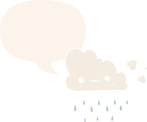 cartoon storm cloud with speech bubble in retro style