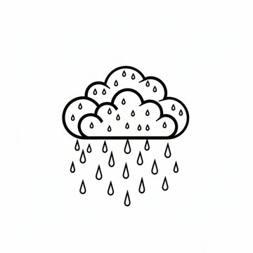 recommend clip art: A stylized illustration of a rain cloud, with raindrops falling, in a clean monochrome line art style.