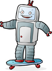 cartoon skateboarding robot