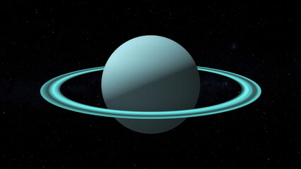 Uranus planet isolated in black background 3d illustration