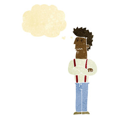 cartoon annoyed man with thought bubble