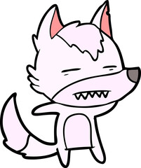 cartoon wolf showing teeth