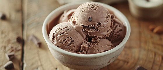 Chocolate Ice Cream with Almond Fudge , food, restaurant advertising,