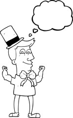 freehand drawn thought bubble cartoon celebrating man