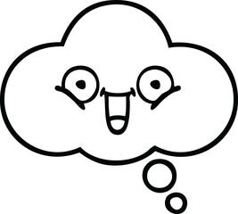 line drawing cartoon of a thought bubble