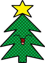 comic book style cartoon of a christmas tree