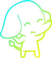 cold gradient line drawing of a cute cartoon elephant