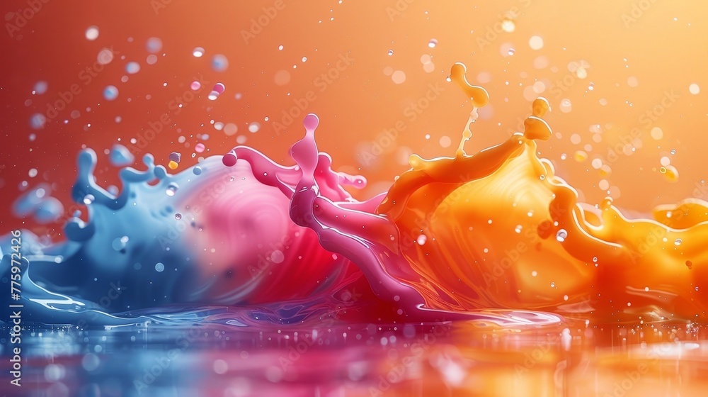 Aufkleber featuring vibrant ink splashes and a text area