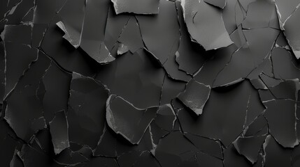 Ripped paper pieces macro on a black abstract minimalist background. Dramatic wallpaper... - obrazy, fototapety, plakaty