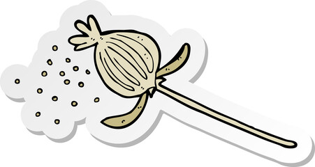 sticker of a cartoon dried poppy flower